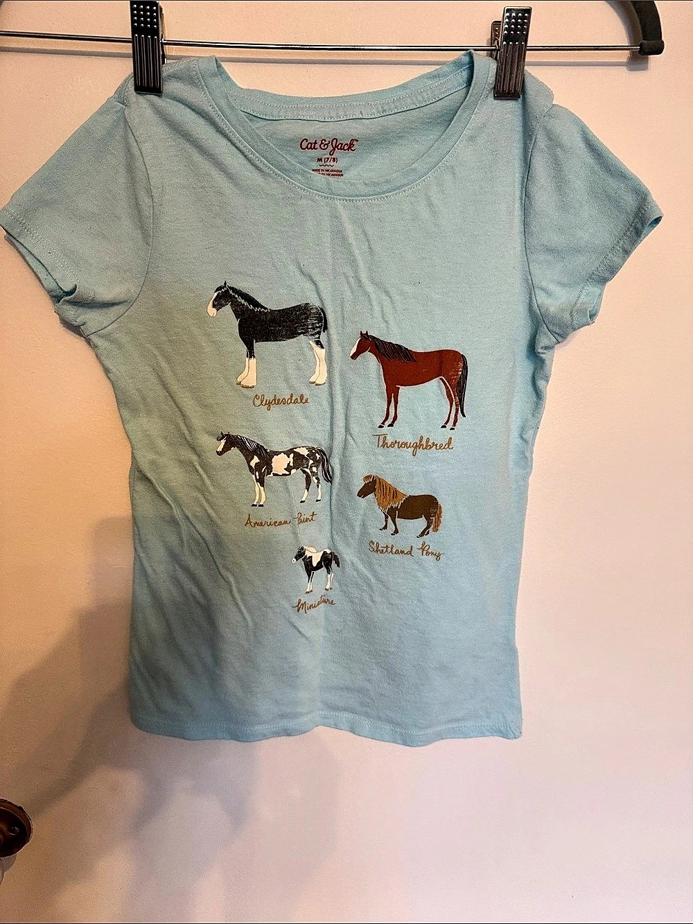 Cat & Jack Girls Horse Graphic Tee Size Medium 7/8